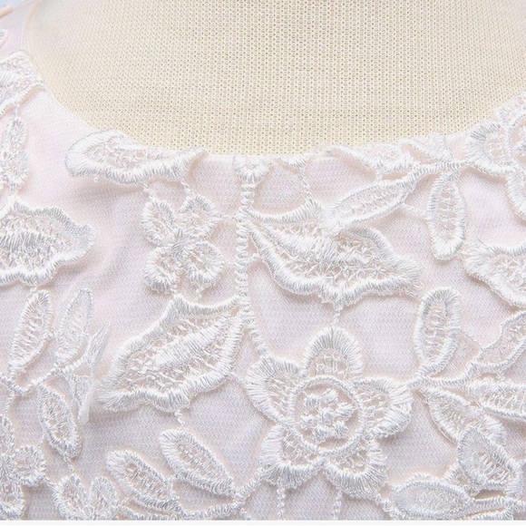 Lace Flower Girl Wedding, Formal, Communion Pink Bow Dress - Picture 3 of 5